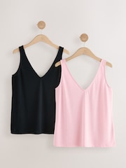 Black / Pale Pink Linen-blend Vests 2 Pack - Image 8 of 12