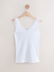 Black/White Lace Trim Ribbed Vests 2 Pack - Image 10 of 12