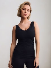 Black/White Lace Trim Ribbed Vests 2 Pack - Image 2 of 12