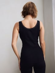 Black/White Lace Trim Ribbed Vests 2 Pack - Image 5 of 12