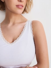 Black/White Lace Trim Ribbed Vests 2 Pack - Image 6 of 12