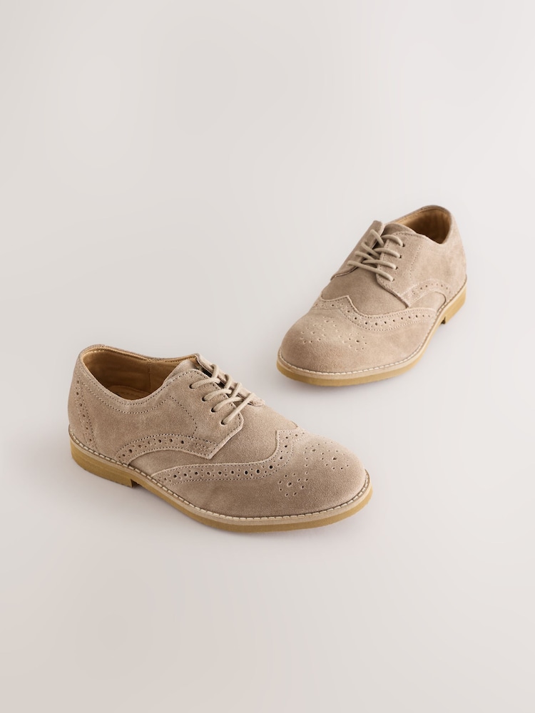 Neutral Wide Fit (G) Smart Leather Brogue Shoes - Image 1 of 6