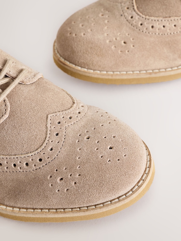 Neutral Wide Fit (G) Smart Leather Brogue Shoes - Image 4 of 6