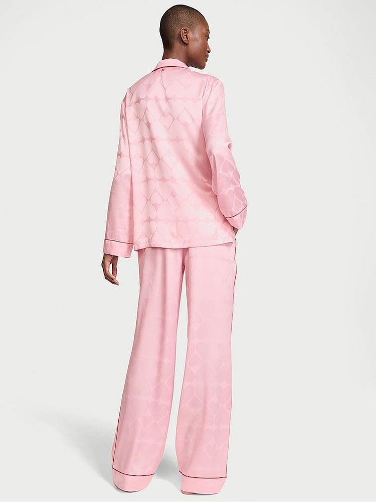 Victoria's Secret Pretty Blossom Pink Heart Satin Long Pyjama Set - Image 2 of 3