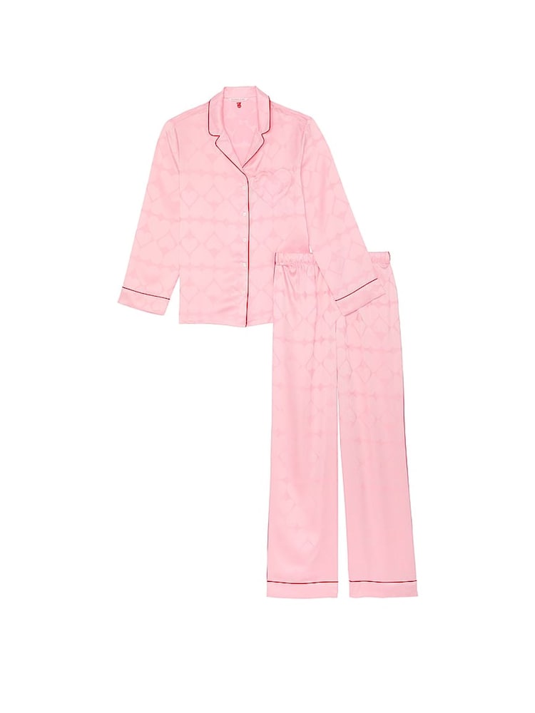 Victoria's Secret Pretty Blossom Pink Heart Satin Long Pyjama Set - Image 3 of 3