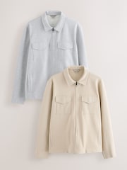 Neutral/Grey Cotton Blend Jersey Shackets 2 Pack - Image 1 of 6