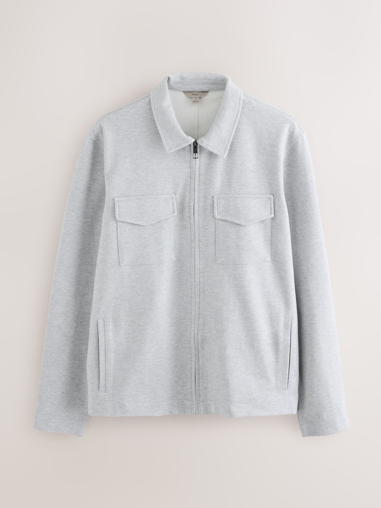 Neutral/Grey Cotton Blend Jersey Shackets 2 Pack - Image 4 of 6
