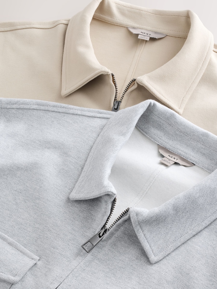 Neutral/Grey Cotton Blend Jersey Shackets 2 Pack - Image 5 of 6