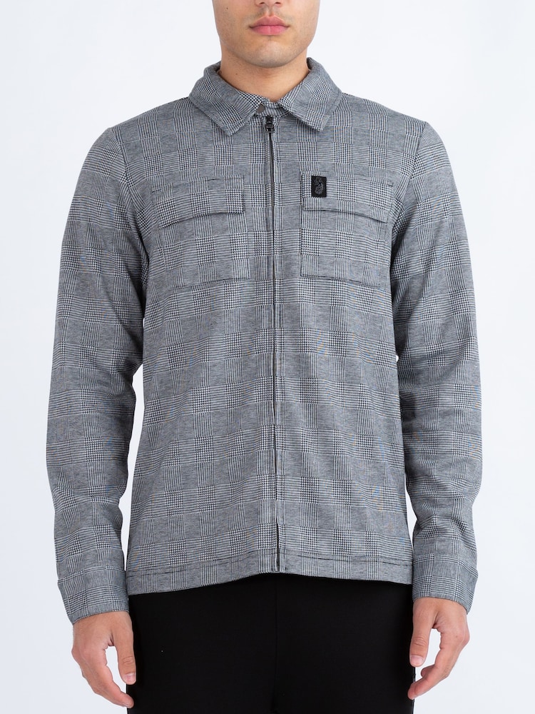 Luke 1977 Grey Tyne Check Zip Shirt - Image 1 of 7