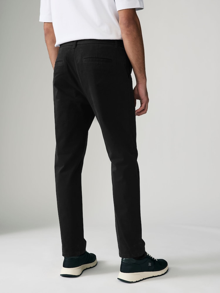 Black Slim Fit Side Elasticated Stretch Chino Trousers - Image 2 of 8