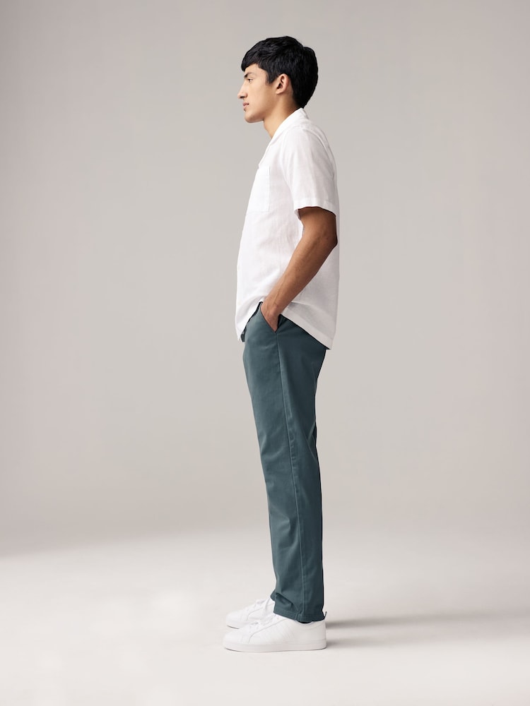 Gris bleu - Slim Fit (Slim Fit) - Pantalon extensible à élastiques latéraux chino - Image 3 of 9