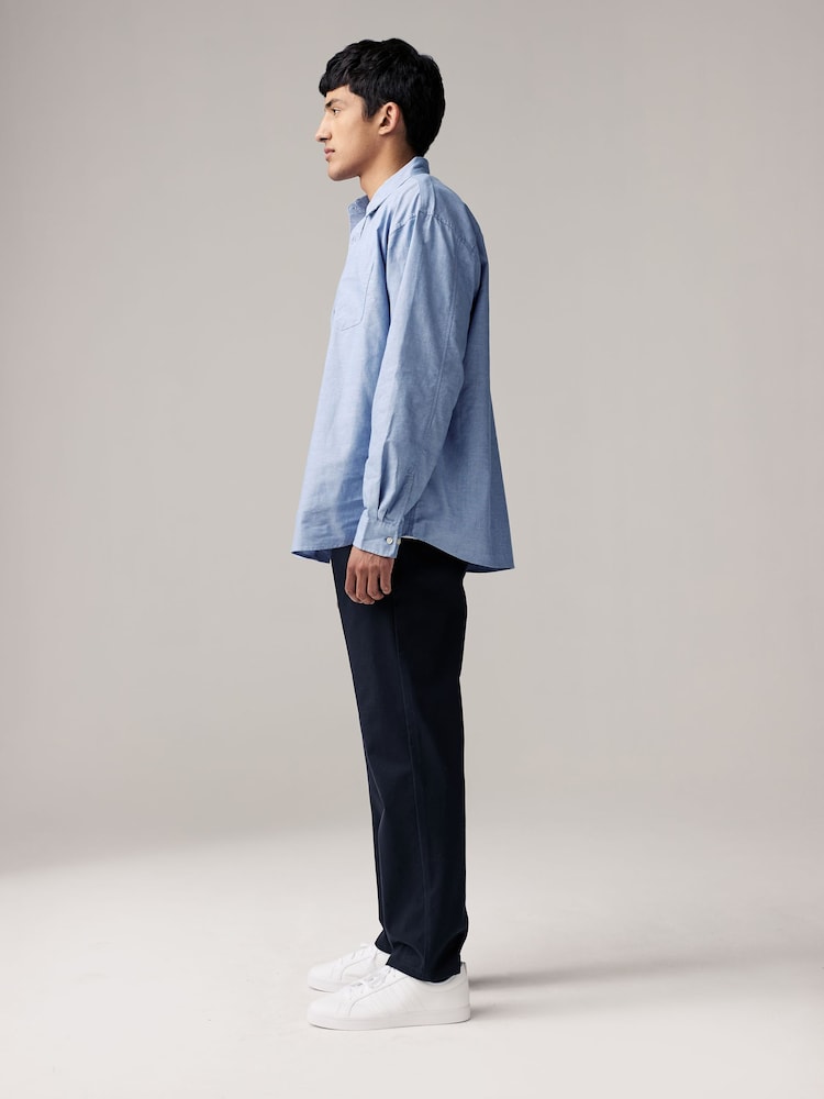 Marineblau - Gerade Passform - Stretch-Chinohose mit seitlichem elastischem Bund - Bild 5 von 5 Marineblau - Gerade Passform - Stretch-Chinohose mit seitlichem elastischem Bund - Bild 5 von 5