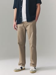Stone Straight Fit Side Elasticated Stretch Chino Trousers - Image 1 of 9