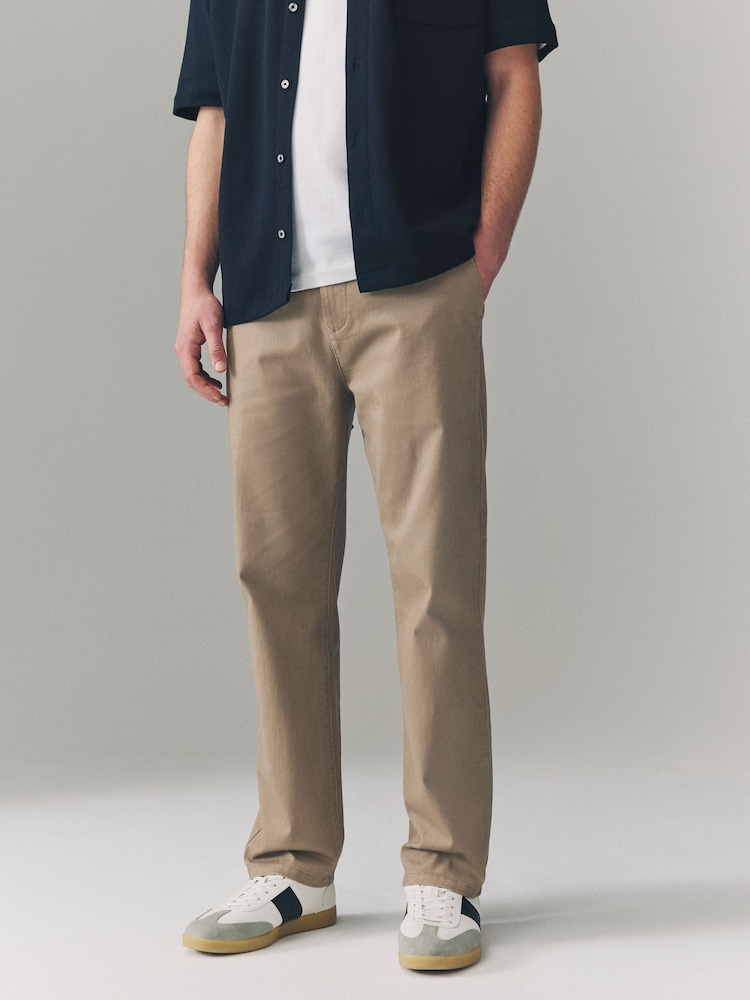 Stone Straight Fit Side Elasticated Stretch Chino Trousers - Image 1 of 9