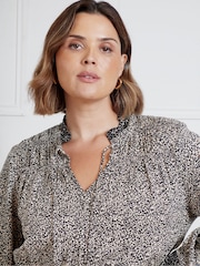 Live Unlimited Black Leopard Broderie Trim Smock Midaxi Dress - Image 4 of 4