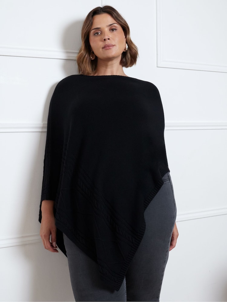 Live Unlimited Black Button Detail Poncho - Image 1 of 4