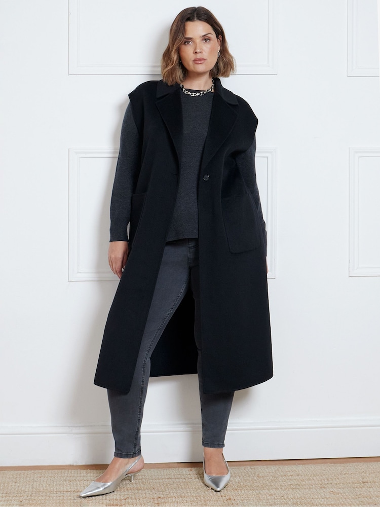 Live Unlimited Black Wool Blend Double Faced Sleeveless Coat - Image 1 of 3