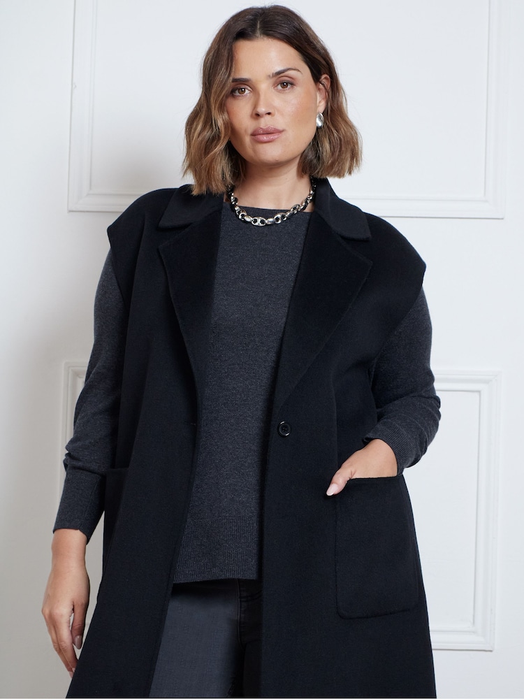 Live Unlimited Black Wool Blend Double Faced Sleeveless Coat - Image 3 of 3