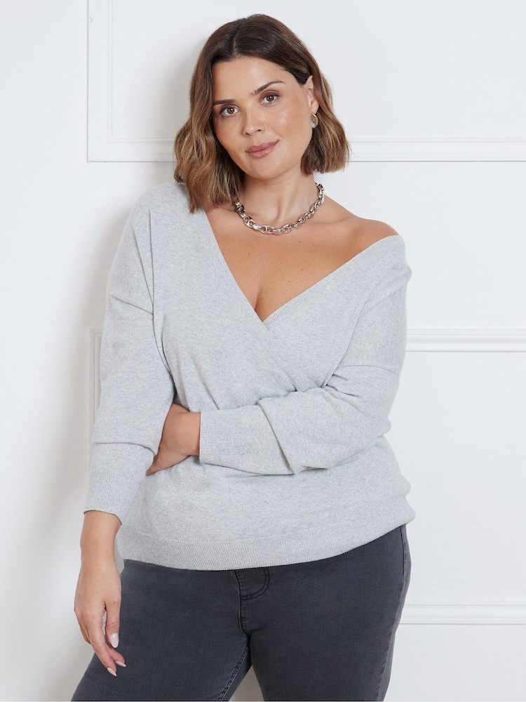 Live Unlimited Grey Wrap Detail Jumper - Image 1 of 5 Live Unlimited Grey Wrap Detail Jumper - Image 1 of 5
