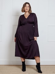 Live Unlimited Aubergine Pleated Midi Dress - Image 1 of 3