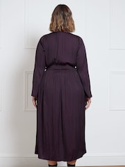 Live Unlimited Aubergine Pleated Midi Dress - Image 2 of 3