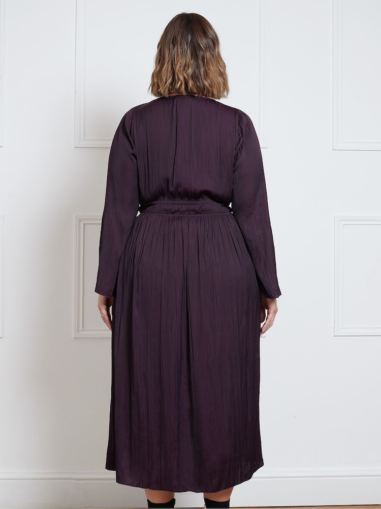 Live Unlimited Aubergine Pleated Midi Dress - Image 2 of 3