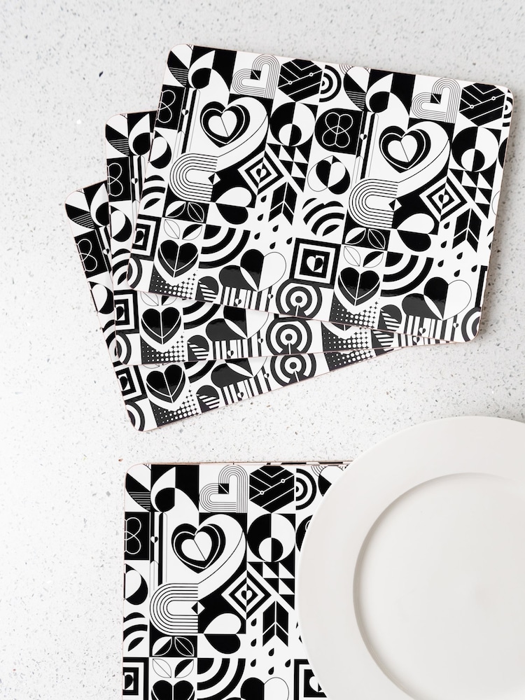 Navigate Set of 4 Black Monochrome Placemats In A Gift Box - Image 1 of 1