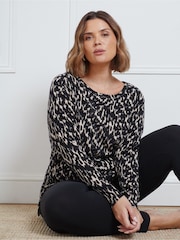 Live Unlimited Black Abstract Scoop Neck Jumper - Image 1 of 5