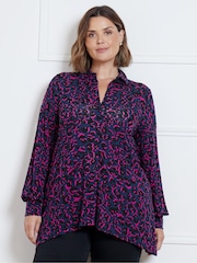 Live Unlimited Curve Hemd aus Jersey mit Leopardenmuster und Taschensaum - Bild 1 von 4