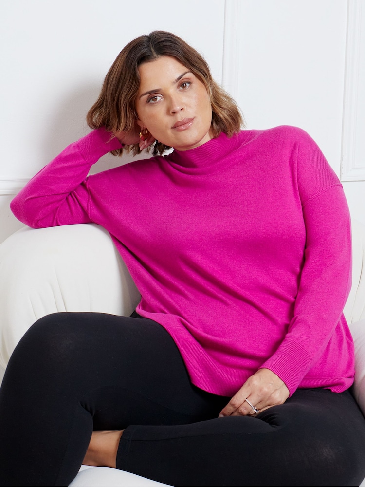 Live Unlimited Pink Mock Neck Jumper - Image 1 of 3