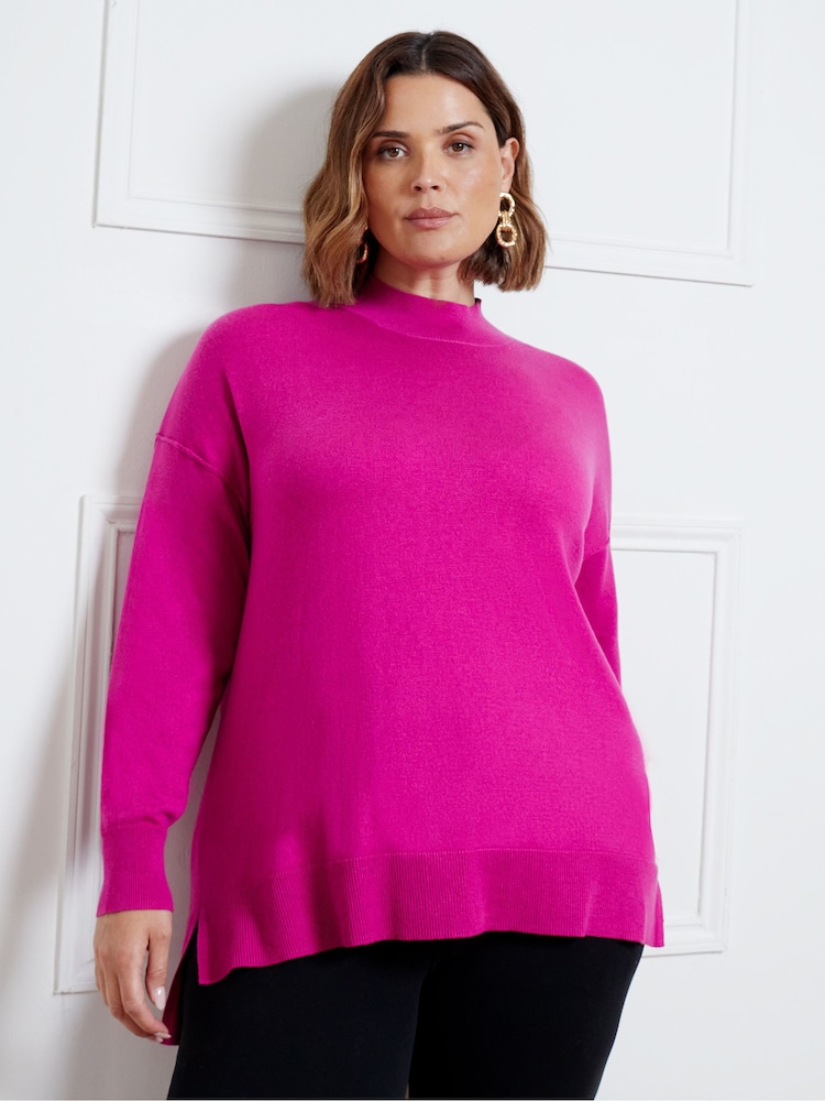 Live Unlimited Pink Mock Neck Jumper - Image 3 of 3