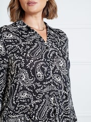 Live Unlimited Black Paisley Long Sleeve Jersey Shirt Dress - Image 2 of 3