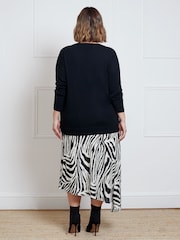 Live Unlimited Black Zebra Print Asymmetric Midi Skirt - Image 2 of 4