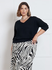 Live Unlimited Black Zebra Print Asymmetric Midi Skirt - Image 3 of 4