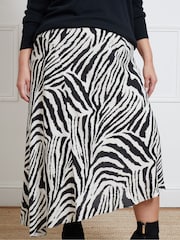 Live Unlimited Black Zebra Print Asymmetric Midi Skirt - Image 4 of 4