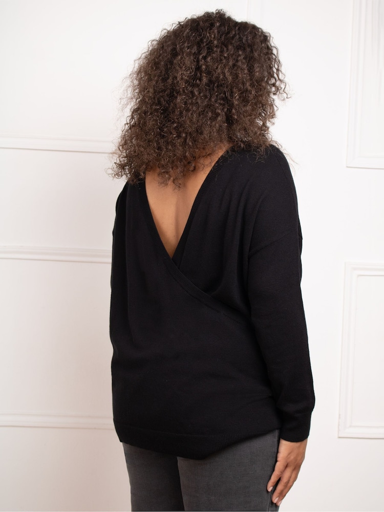 Live Unlimited Black Wrap Detail Jumper - Image 4 of 4 Live Unlimited Black Wrap Detail Jumper - Image 4 of 4