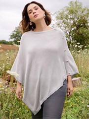 Grau - Live Unlimited Poncho mit Knopfdetails - Bild 1 von 5