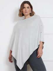 Grau - Live Unlimited Poncho mit Knopfdetails - Bild 3 von 5