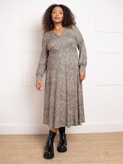 Live Unlimited Mărimi mici Zebra Wrap Rochie With Blousen Sleeves - Image 1 of 4