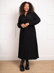 Live Unlimited Black Animal Print Button Through Shirt Dress - Image 1 of 3