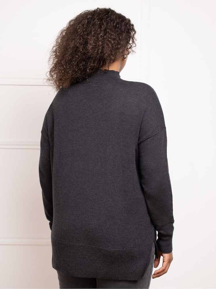 Live Unlimited Grey Mock Neck Jumper - Image 2 of 3