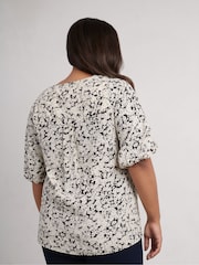 Live Unlimited Black Curve Floral Puff Sleeve Blouse - Image 2 of 3