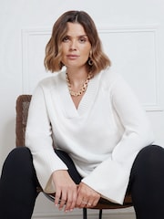 Live Unlimited Cream V-Neck Swing Jumper - Image 1 of 5