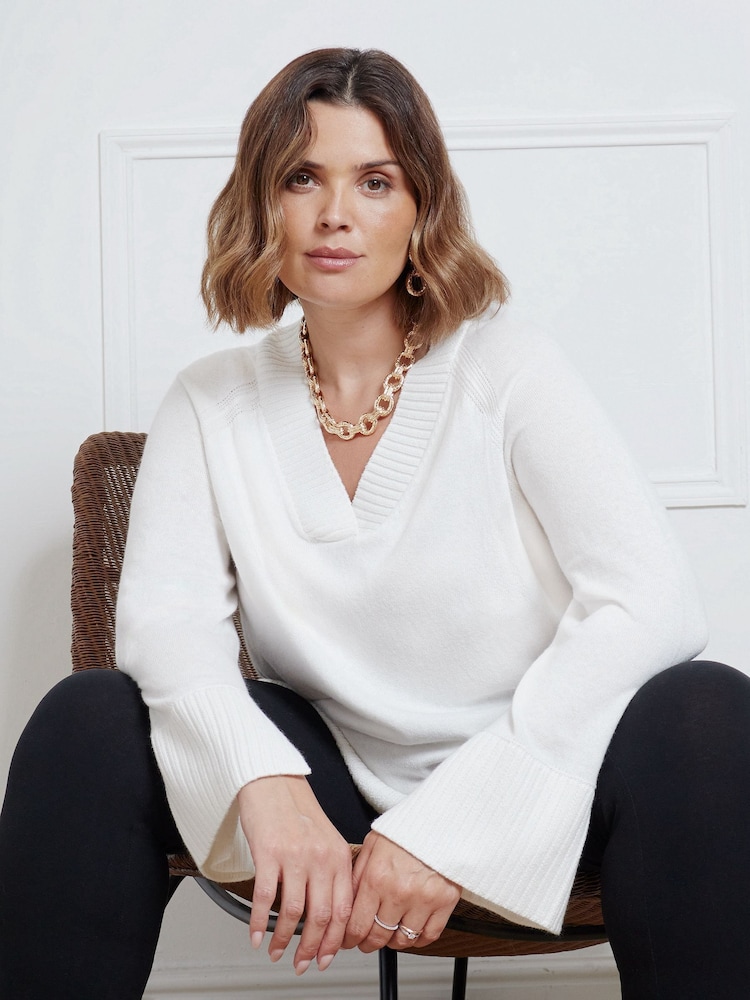 Live Unlimited Cream V-Neck Swing Jumper - Image 1 of 5