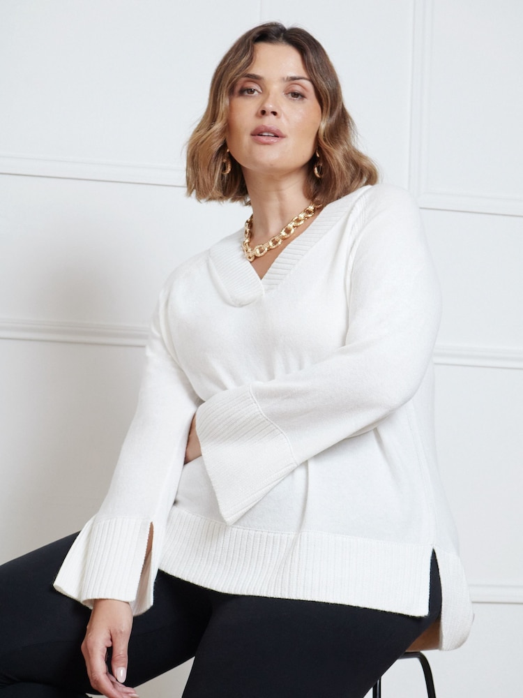 Live Unlimited Cream V-Neck Swing Jumper - Image 2 of 5