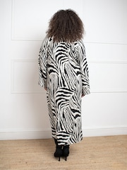 Live Unlimited Black Zebra Print Long Sleeve Midi Dress - Image 5 of 5