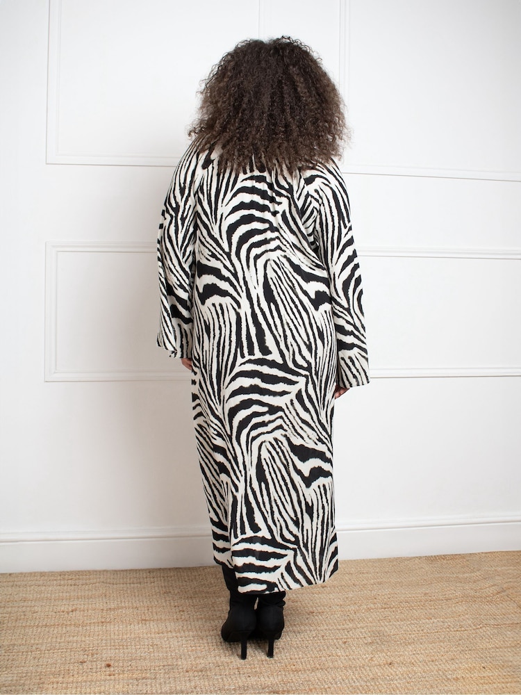Live Unlimited Black Zebra Print Long Sleeve Midi Dress - Image 5 of 5