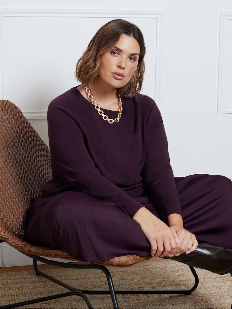Live Unlimited Purple Scoop Neck Jumper - Image 2 of 6