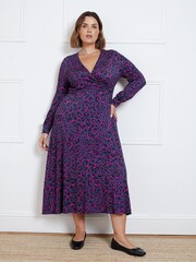 Live Unlimited Black Ground Zebra Wrap Dress With Blousen Sleeves - Image 1 of 3
