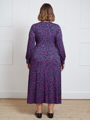 Live Unlimited Black Ground Zebra Wrap Dress With Blousen Sleeves - Image 3 of 3